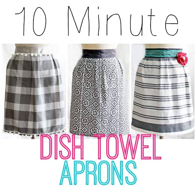 1 dish towel, 85" of ribbon, and 10 minutes of your time! Makes a cheap and easy gift! #apron #kitchen #sewing #beginner