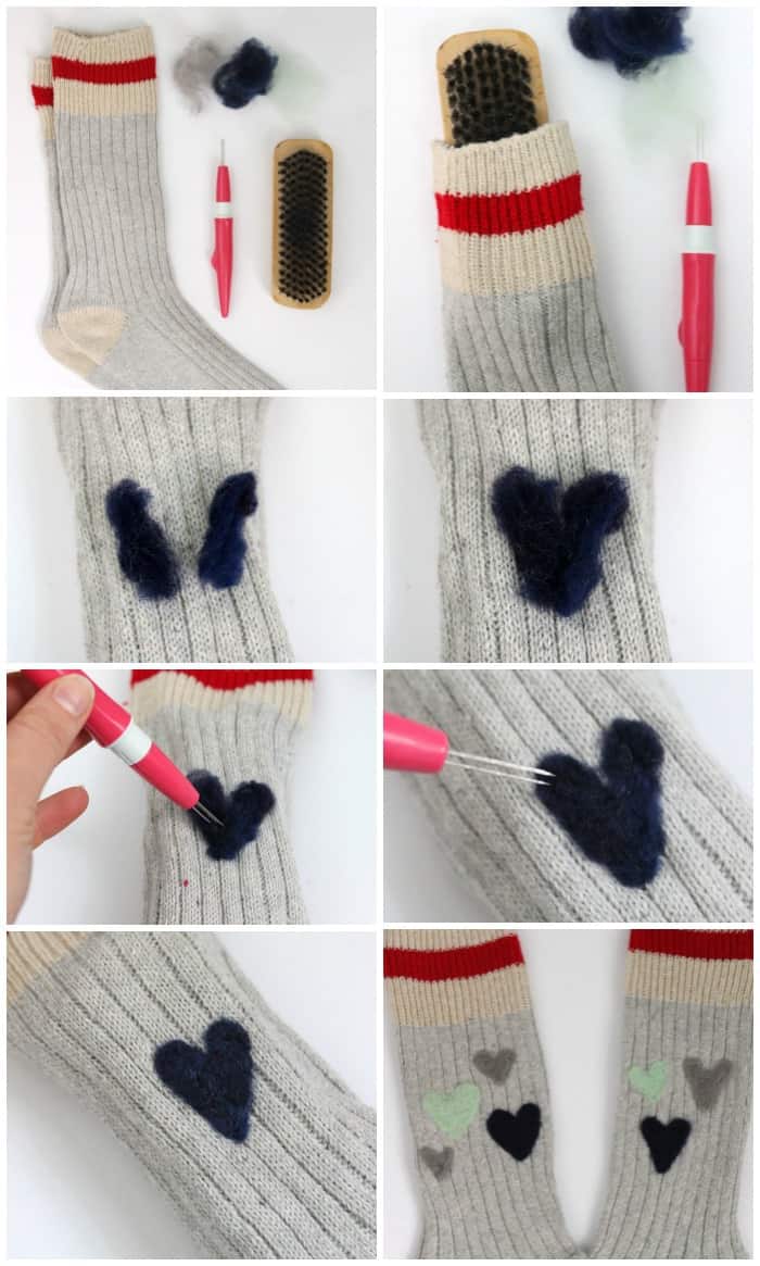 DIY needle felting to mend holes in wool tutorial - Swoodson Says