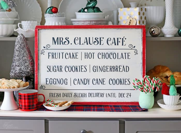 Free Silhouette cut file for Mrs. Clause Cafe Painted sign