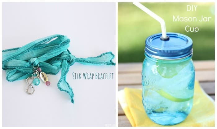 Silk Wrap Braclet How To from The DIY Dreamer  DIY Mason Jar Cups from My Frugal Adventures