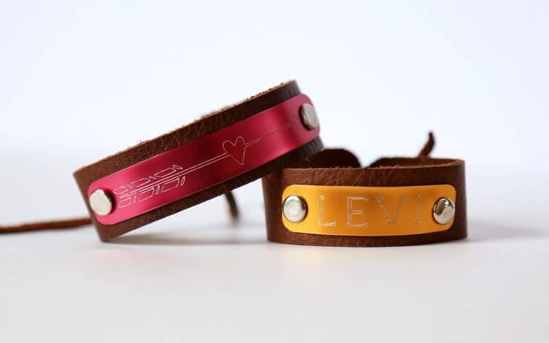 Etching metal with the Silhouette Curio. Leather and metal ID bracelets